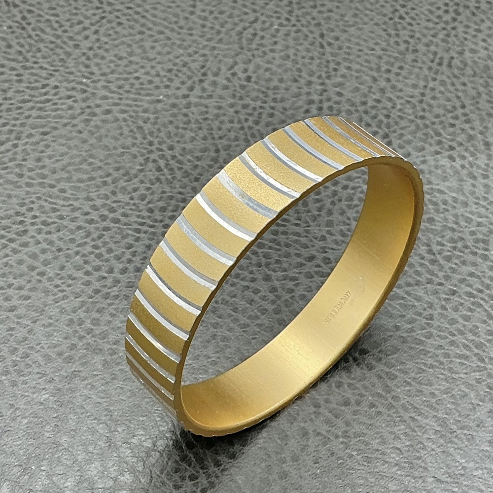 Vintage Bracelet Gold Tone Silver Tone Stripe Bangle Womens West Germany 8"